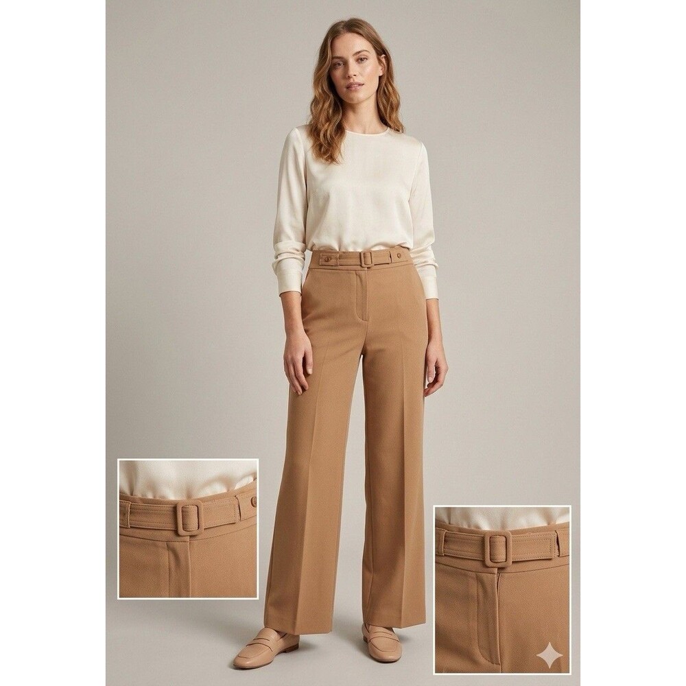 Talbots Womens Pants Tan Wide Leg Career Work Size 10 NWT